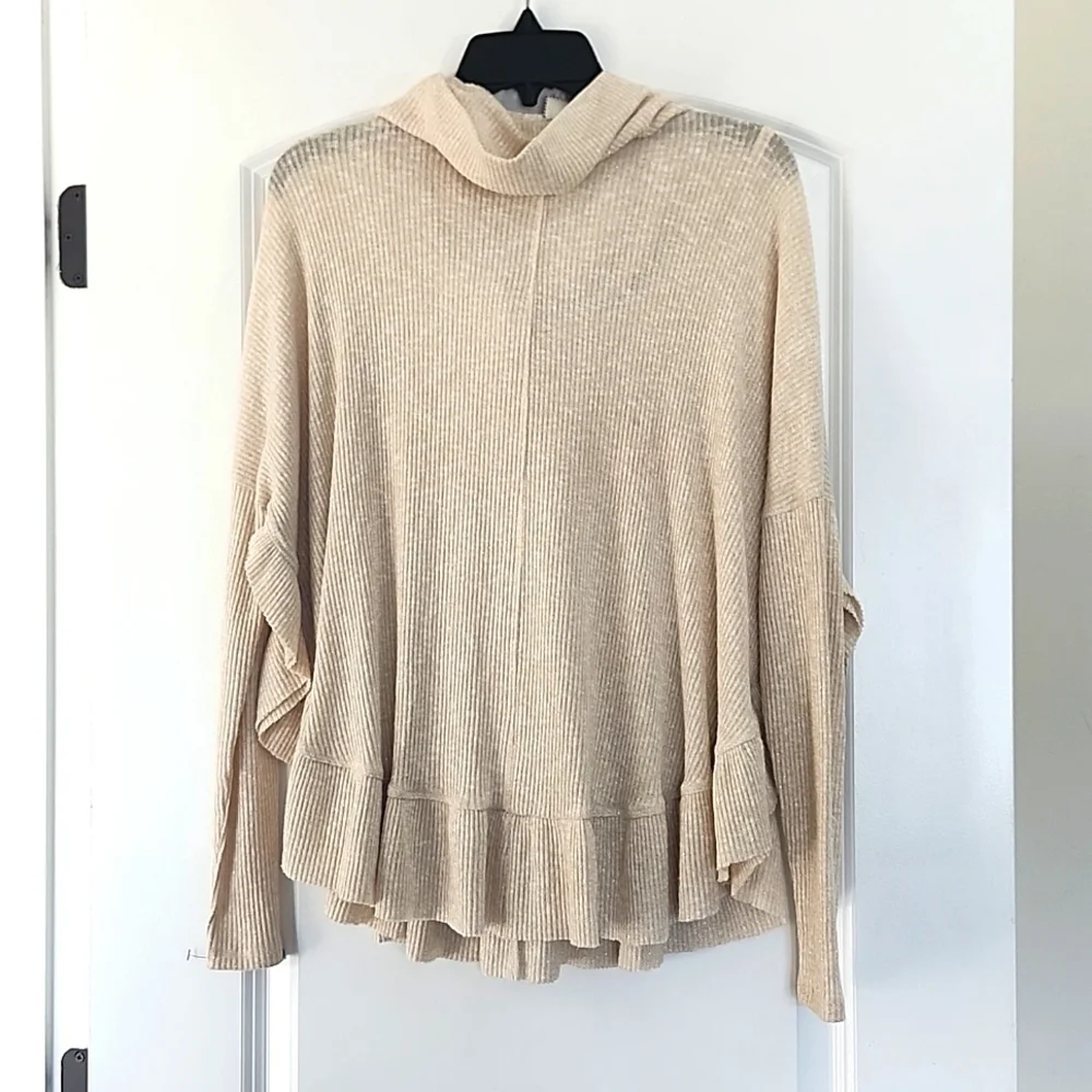 Anthropologie Maeve Addie Ruffled Hacci Pullover Size XSMALL-SMALL